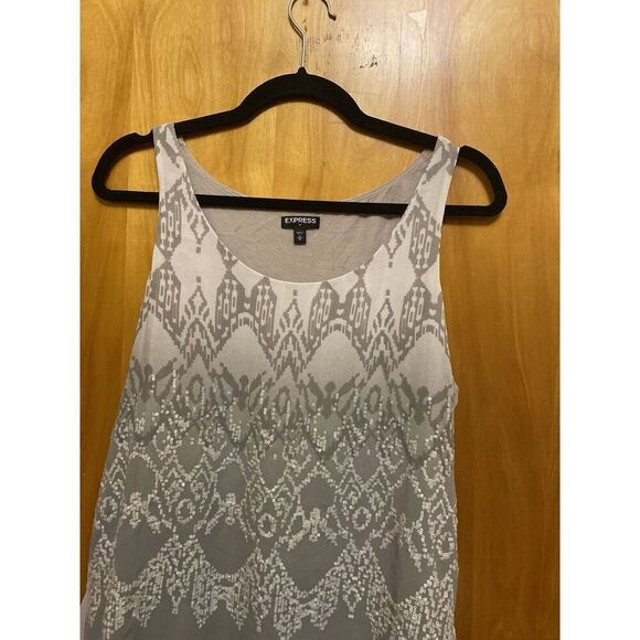Express Women's Racerback Sequin Tank Top Flowy Gray /Silver Size M - Picture 5 of 8